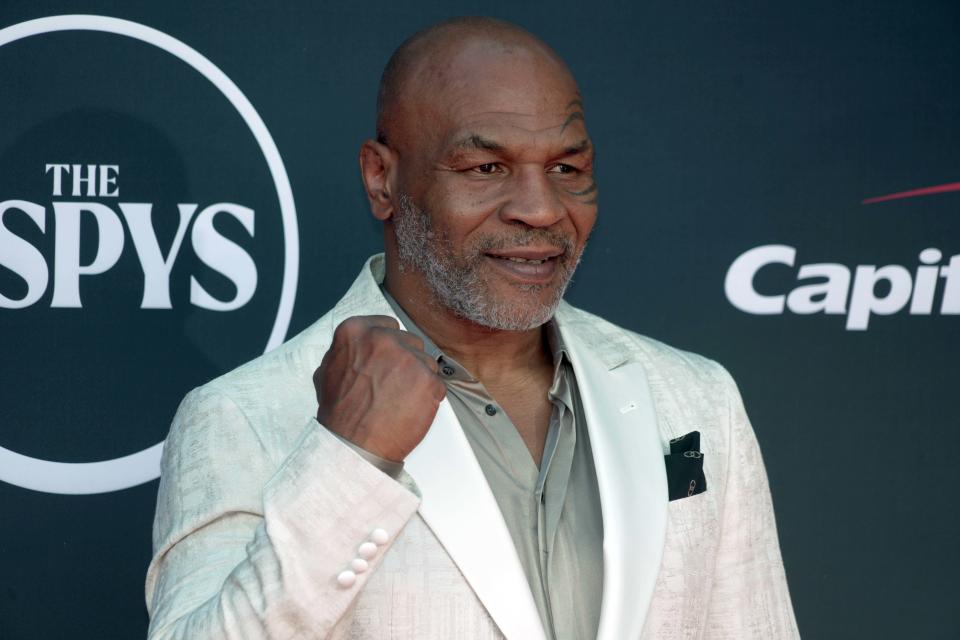 Mike Tyson arrives on the red carpet before the 2023 ESPYS at the Dolby Theatre in Los Angeles on July 12, 2023.