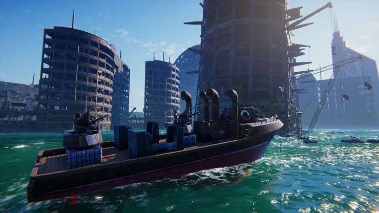 Een galerij met afbeeldingen die de gameplay, graphics, functies en wereldopbouw van het spel Age of Water laten zien