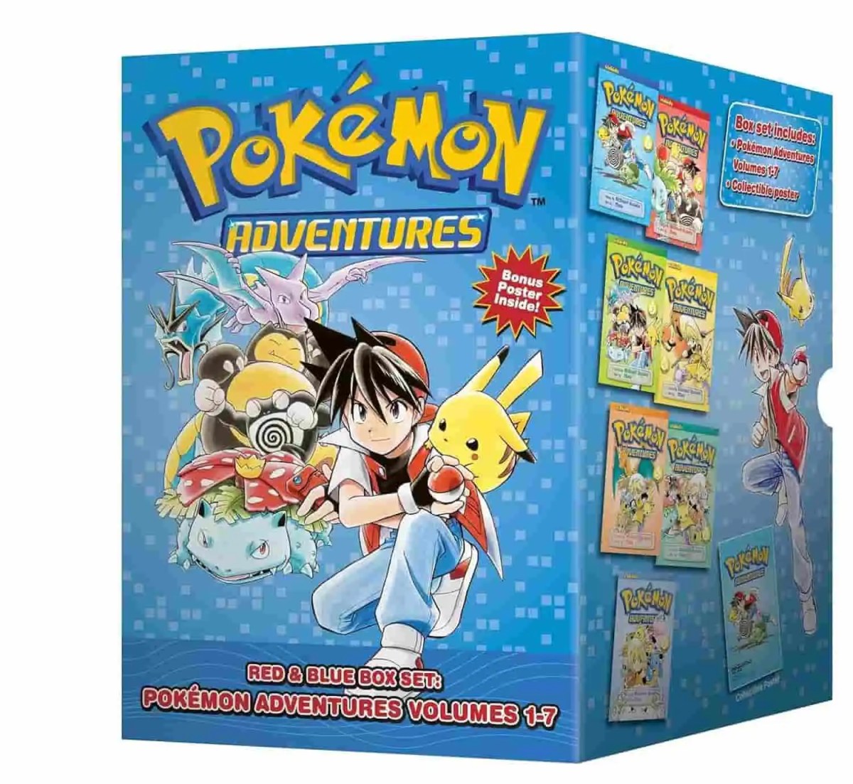 Pierwszy zestaw pudełkowy Pokemon Adventures Manga.