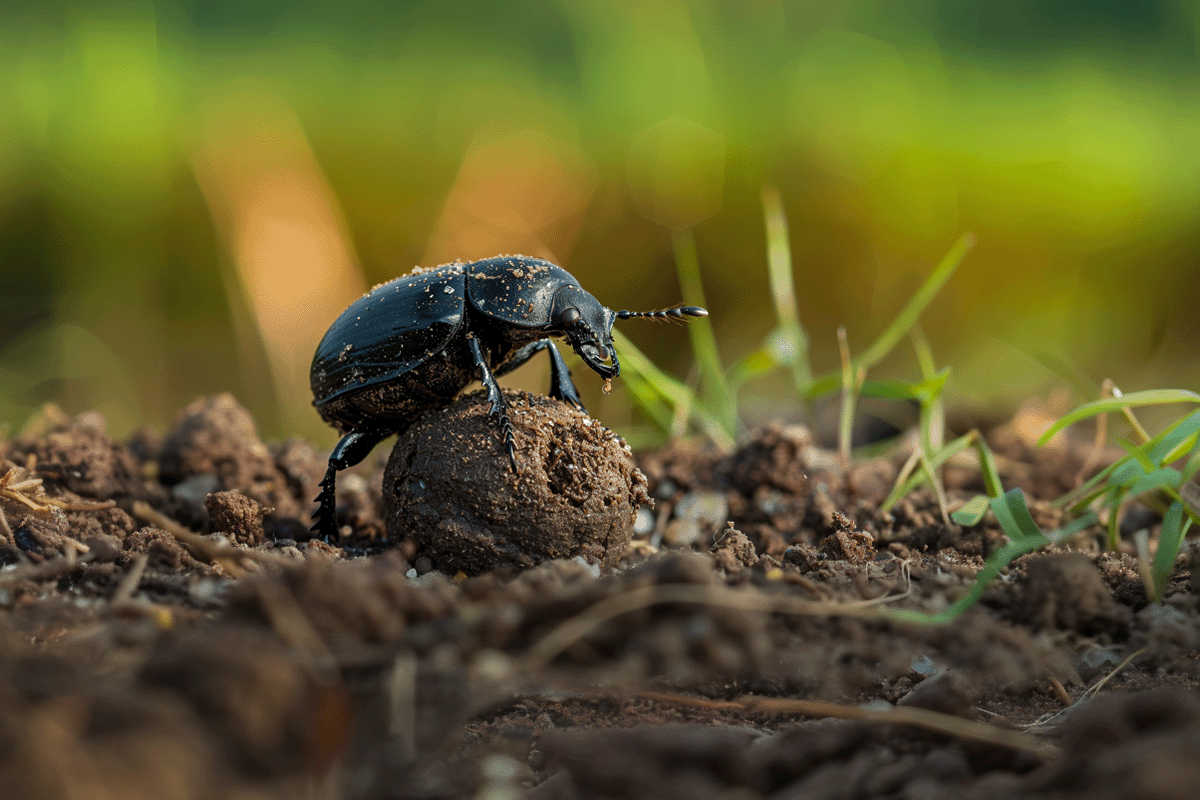 Las especies feas también necesitan protección de la biodiversidad_Primer plano de un escarabajo pelotero en su hábitat natural_visual 5