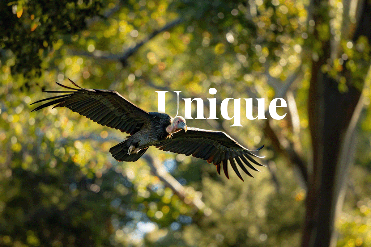 Lelijke soorten hebben ook bescherming van de biodiversiteit nodig_Californische condor vliegt boven een bos_visual 1