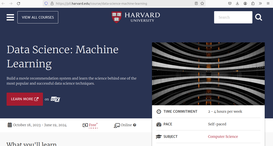 Harvard's Course on Data Science: Machine Learning