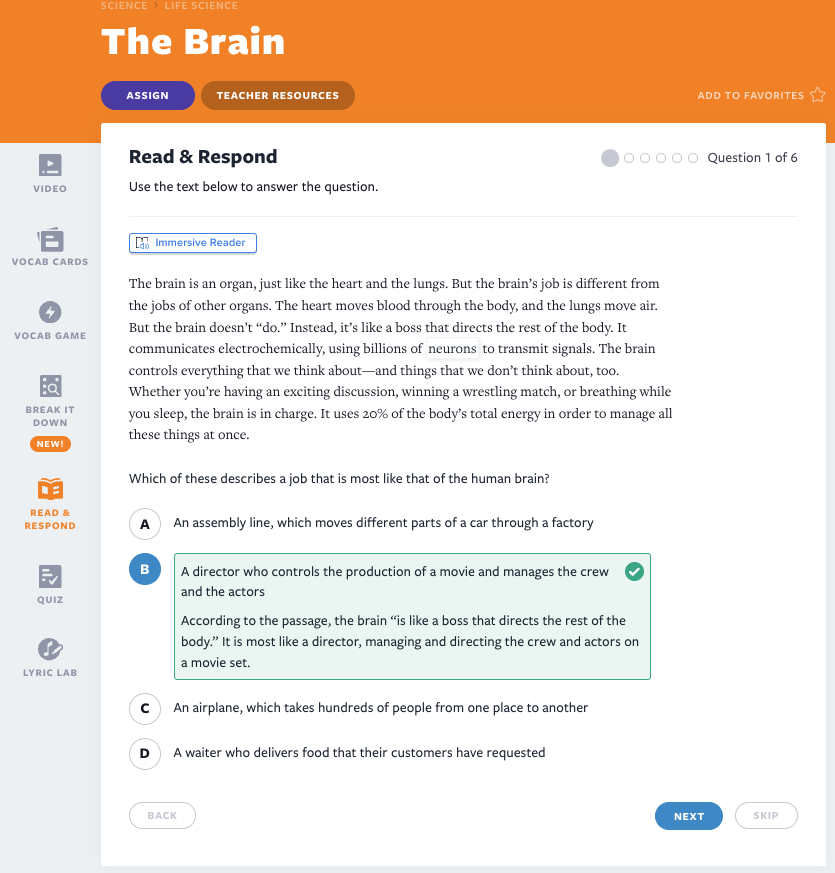 The Brain Read and Respond