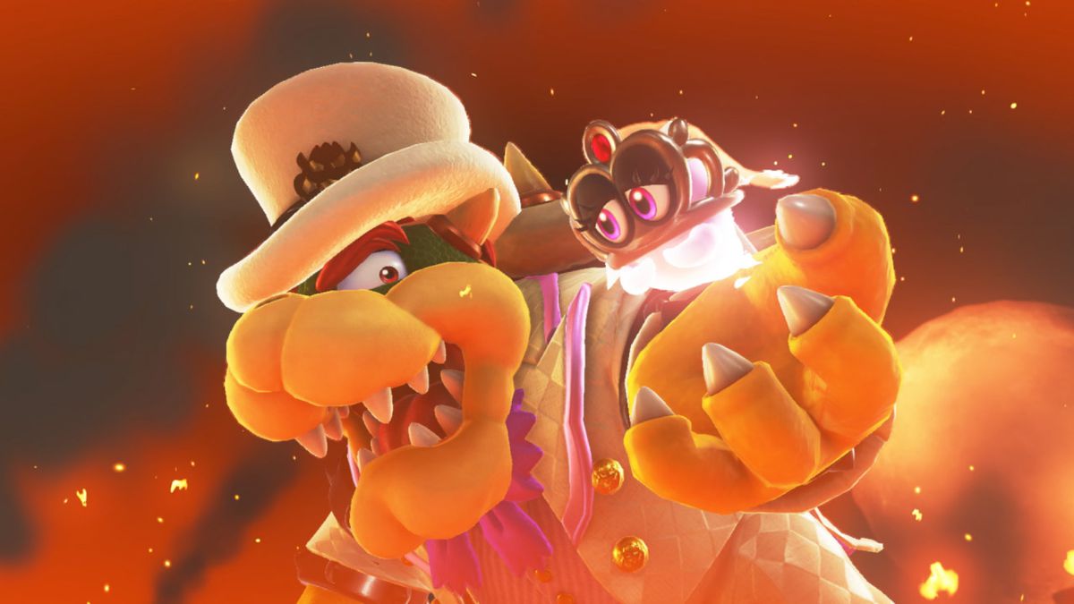 Super Mario Odyssey - Bowser with Tiara in his hand