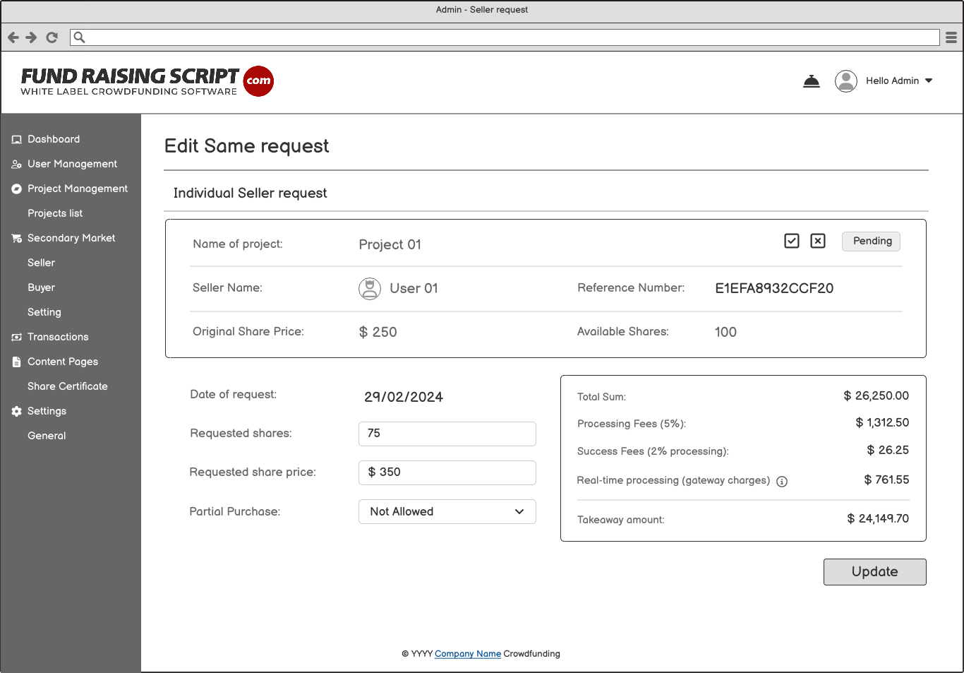 4.1 Admin first Seller request - Edit view