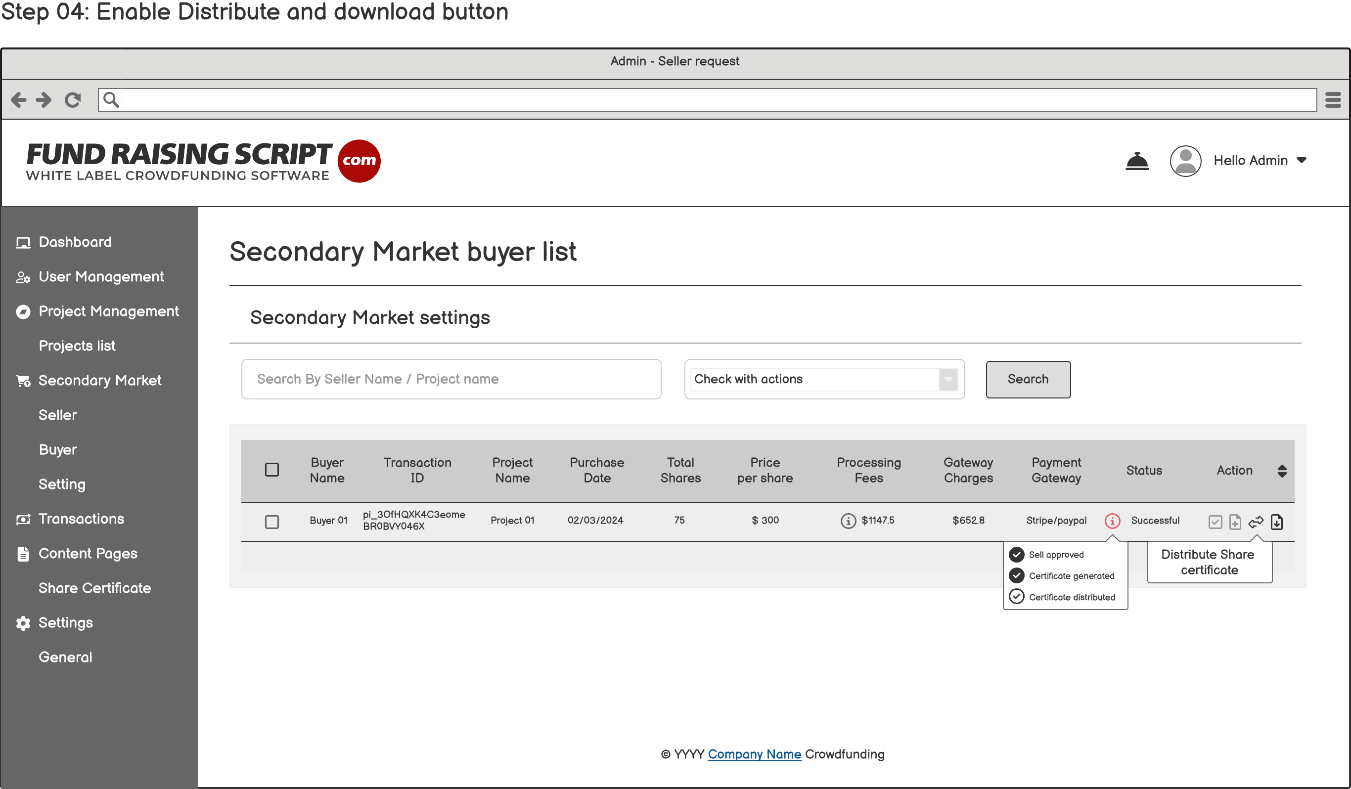 8.0.3 Buyer list Enable certificate distribution-download