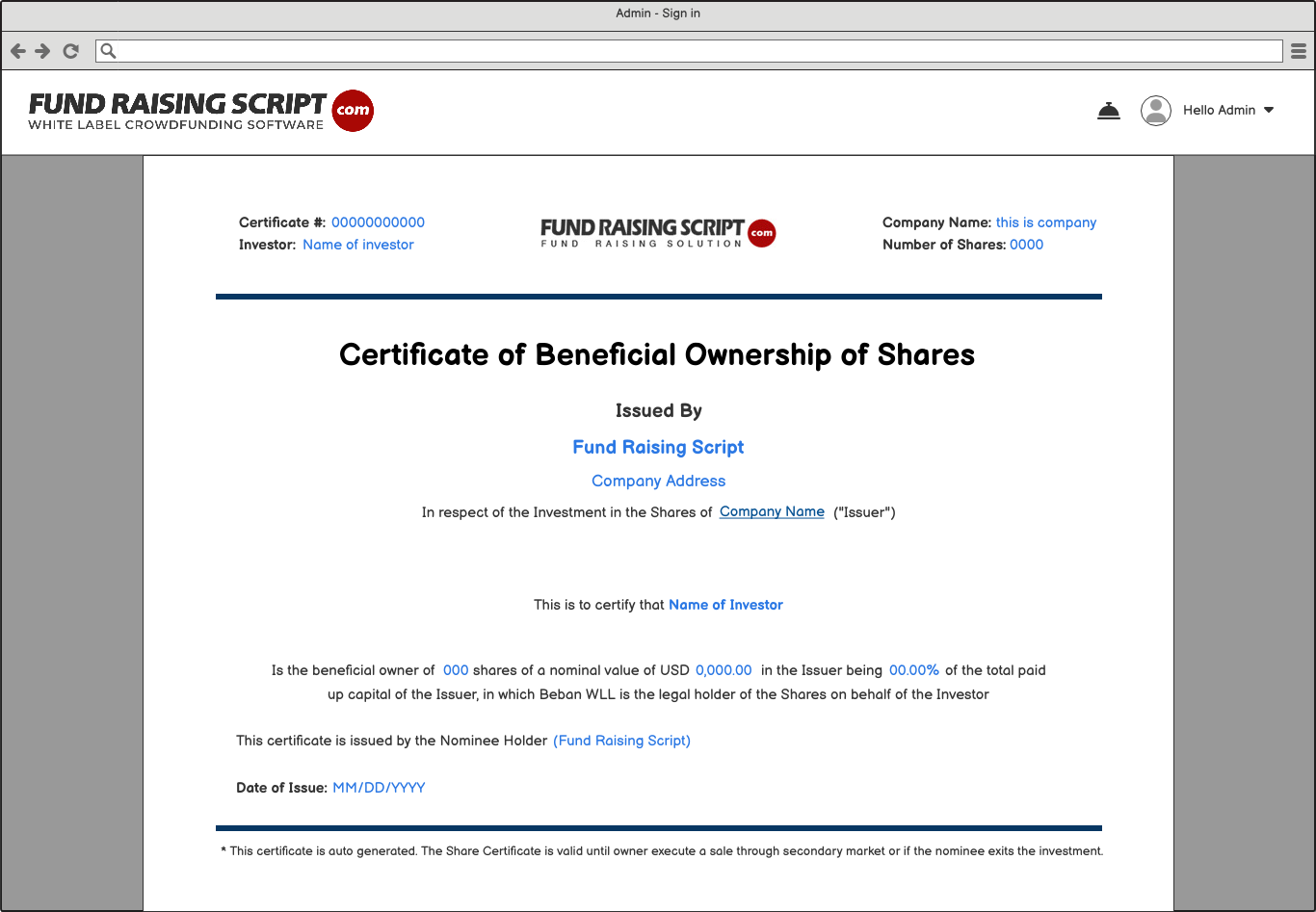 9.1 Buyer - Share certificate