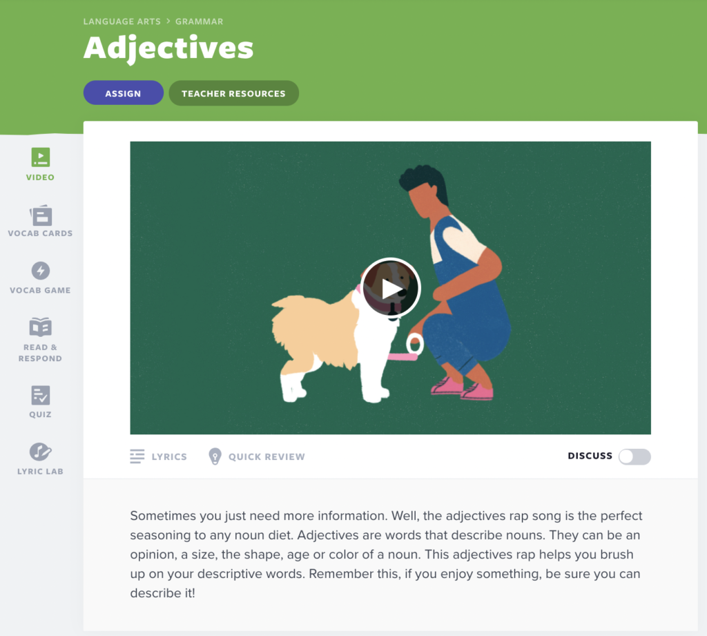 Adjectives lesson video