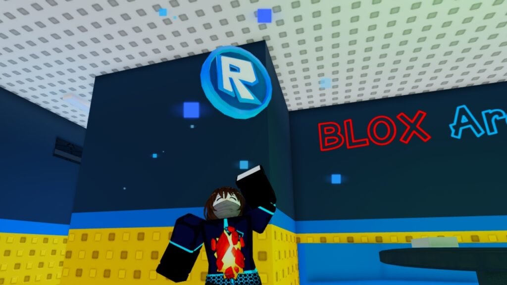 Feature image for our Roblox Classic Bloxxer Secret. It shows a player character holding a Token in the Roblox HQ arcade.