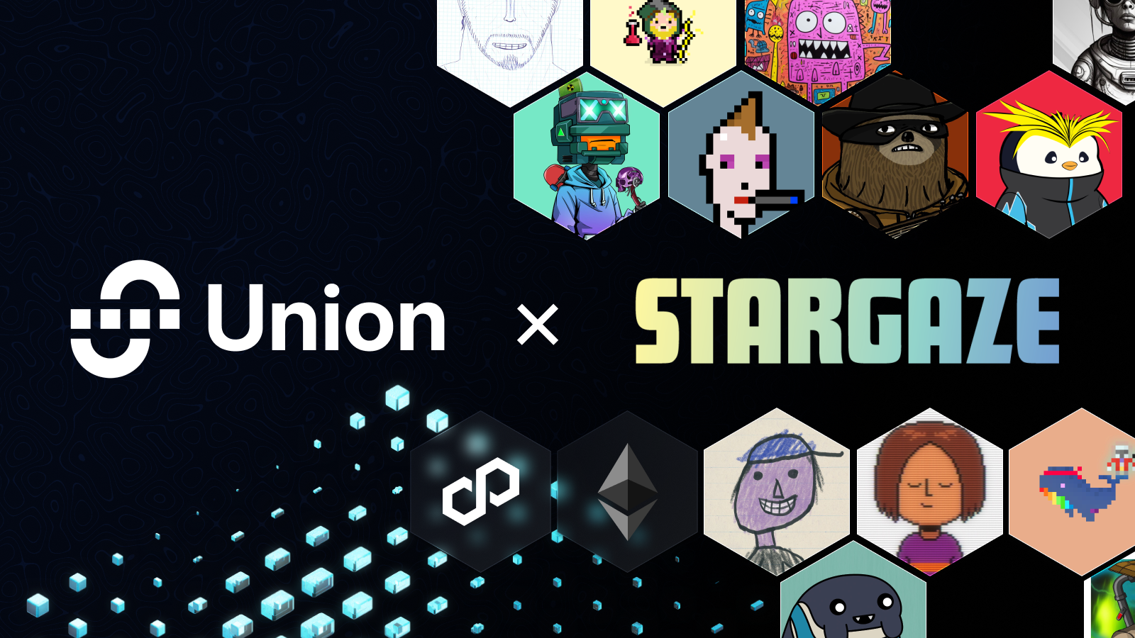 Union and Stargaze logos with various NFT avatars