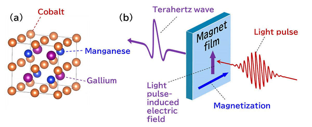 schematic diagram of a crystal of cobalt-manganese-gallium Heusler alloy
