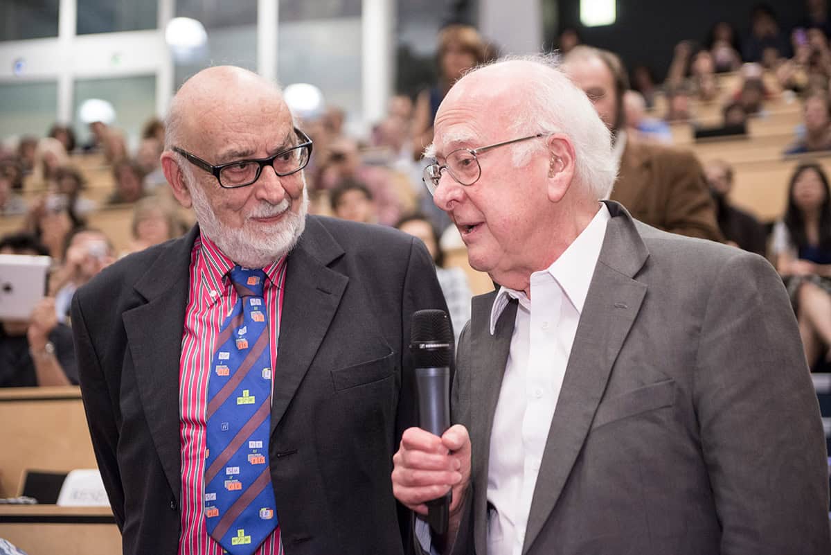 Peter Higgs with François Englert at CERN