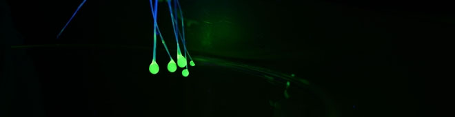 Glow in the dark: PCL fibers with a continuous liquid core for drug delivery
