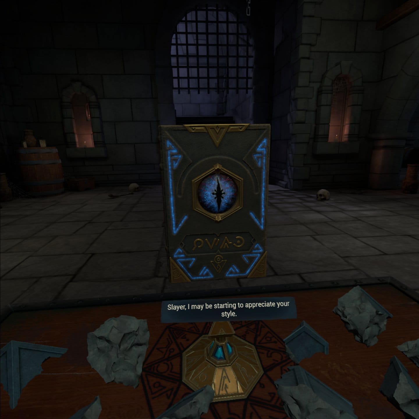 Silent Slayer: Vault of the Vampire screenshot, shows a book talking to you