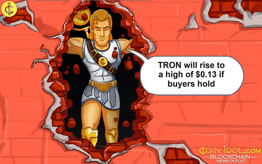 TRON will rise to a high of $0.13 if buyers hold